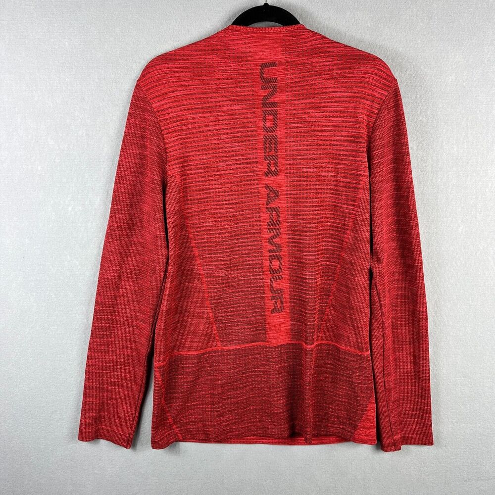 UNDER ARMOUR T Shirt Mens M Red Black Heatgear Fitted Double Sided Logo Sports